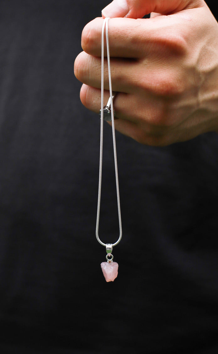 Rose Quartz uncut pendant