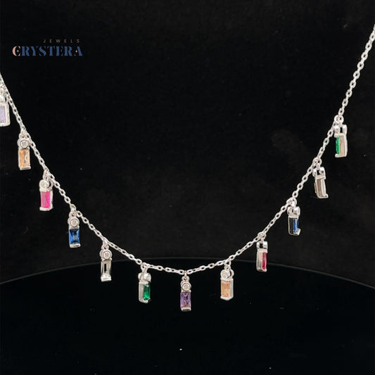 Rainbow Baguette Charm Necklace