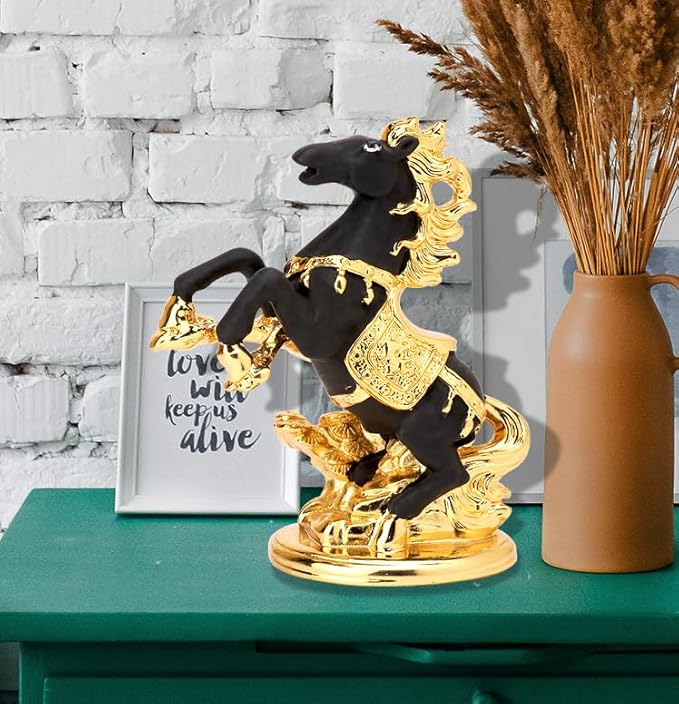 24K Gold Plated Horse Figurine with Pearl Enamel Decorative