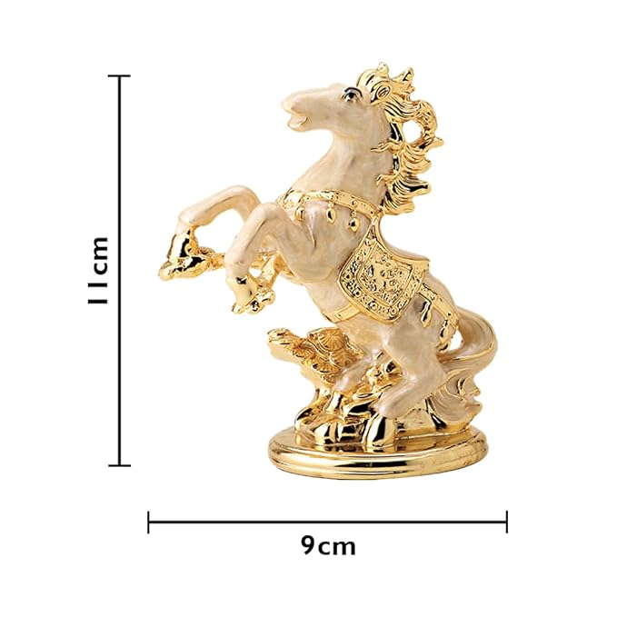 24K Gold Plated Horse Figurine with Pearl Enamel Decorative