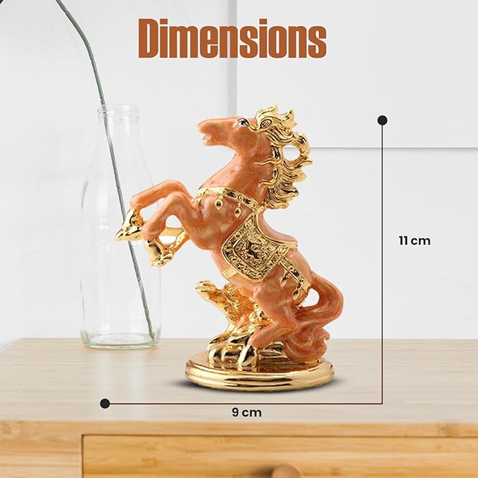 24K Gold Plated Horse Figurine with Pearl Enamel Decorative