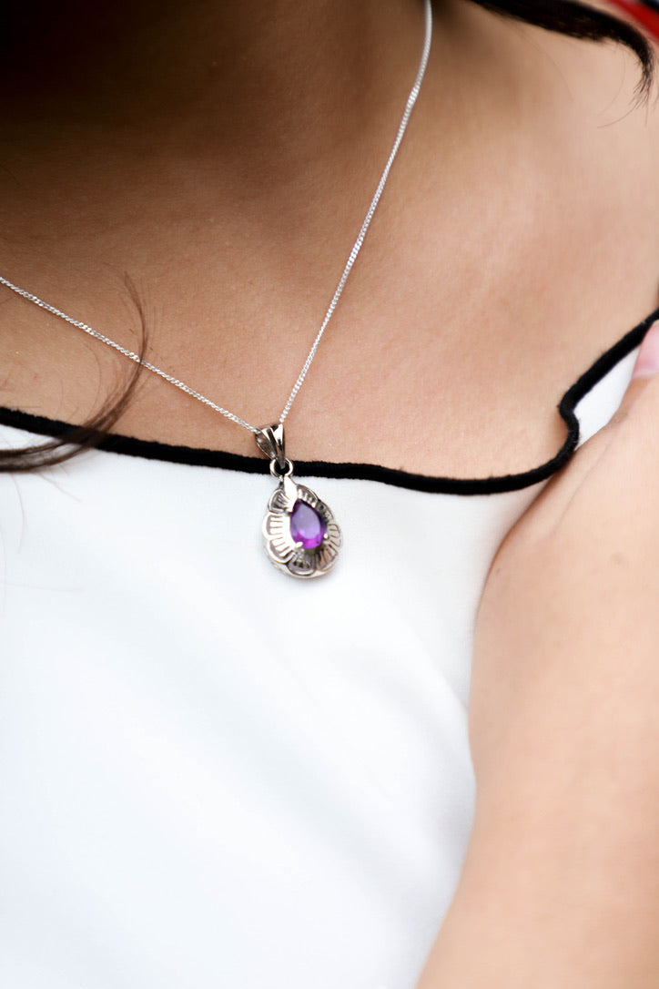 Amethyst Pendant with intricate design