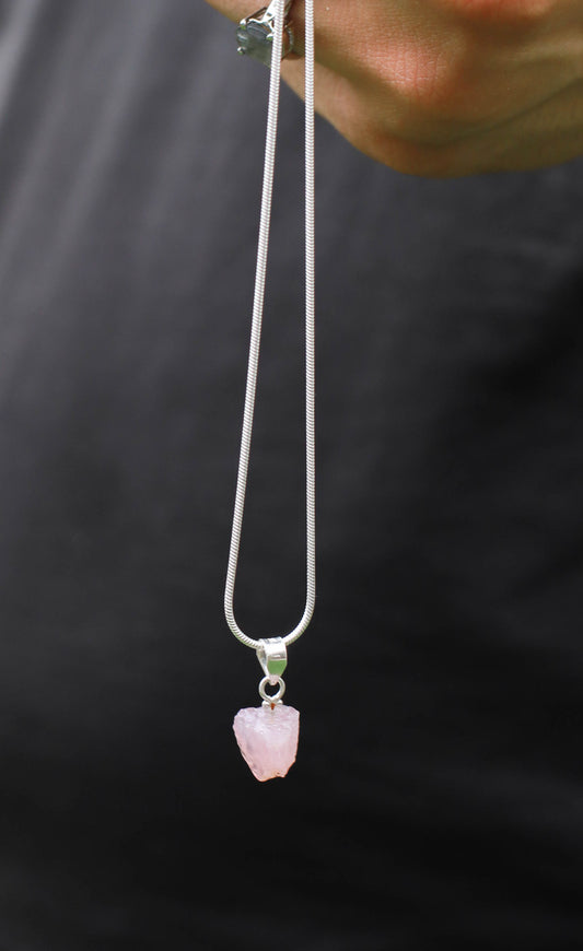 Rose Quartz uncut pendant