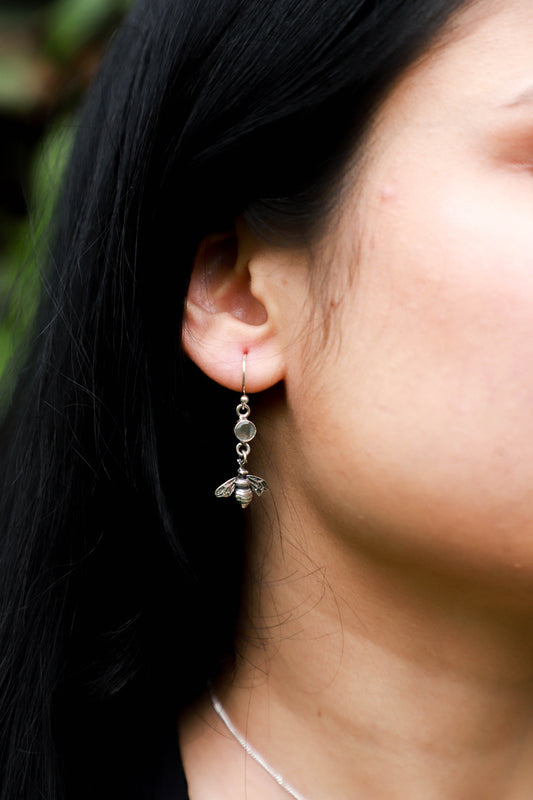 Honeybee Earrings with labradorite stone