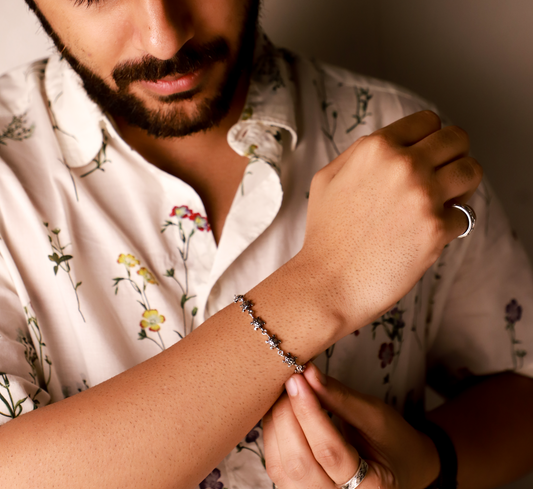 Silver Turtle Charm Bracelet for Men