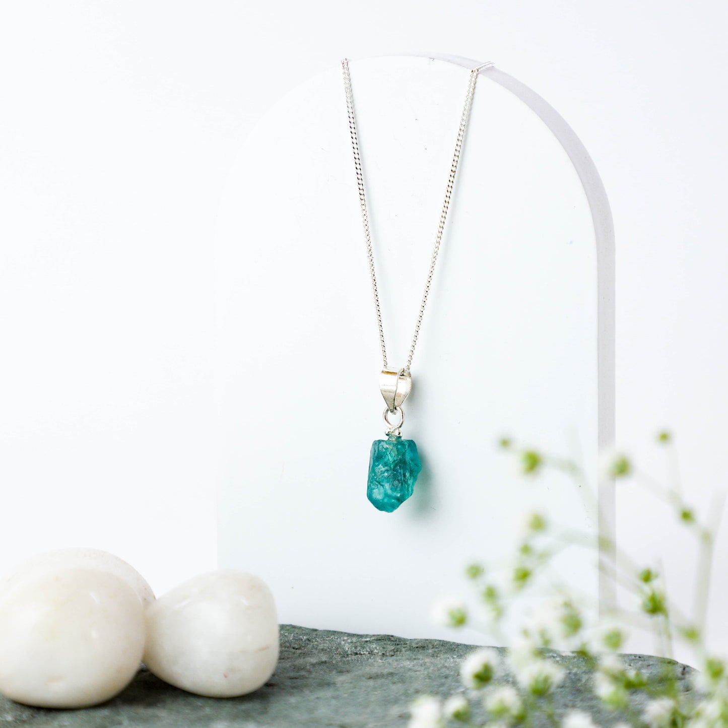 Raw Aqua Blue Uncut Crystal Pendant