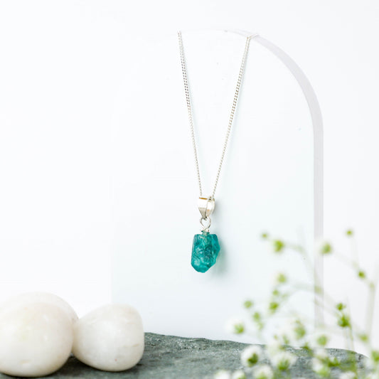Raw Aqua Blue Uncut Crystal Pendant