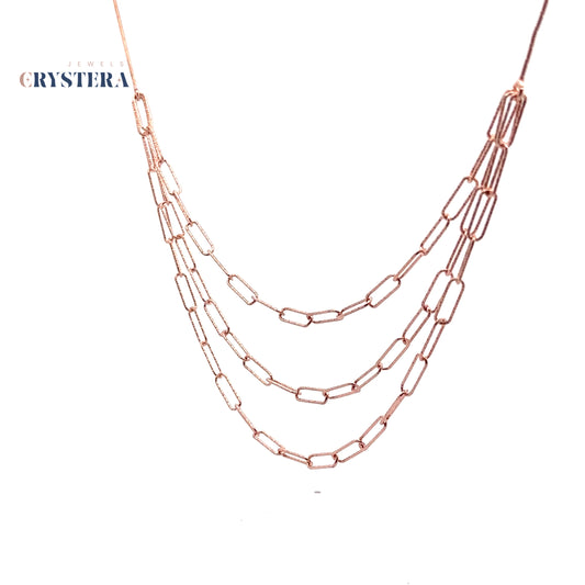 Triple Layer Paperclip Chain Necklace