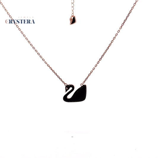 Elegant Black Swan Pendant Necklace