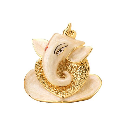 Pure 24K Gold Plated Ganesha Idol with Real Pearl Enamel