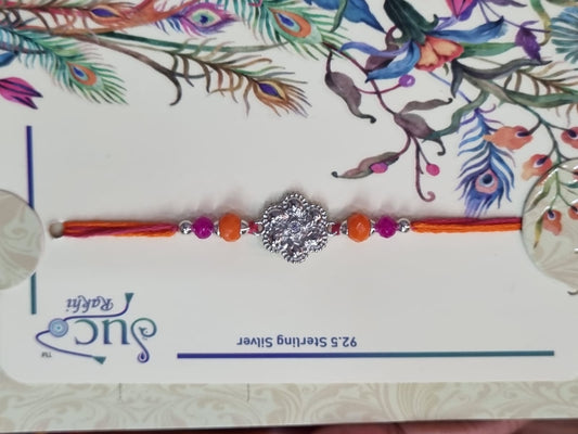 Sterling Silver Rakhi with Flower motif