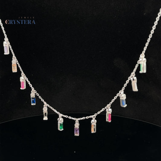 Rainbow Baguette Charm Necklace