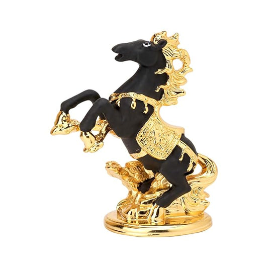 24K Gold Plated Horse Figurine with Pearl Enamel Decorative