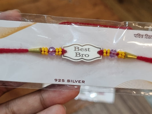 Silver 99.9% Rakhi with engraving "Best Bro"