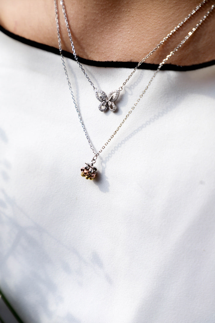 Butterfly Double Line Necklace