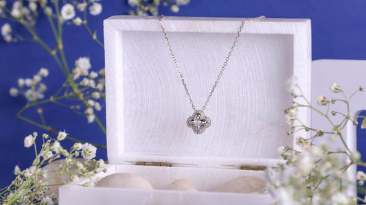 Dainty Clover Pendant Necklace in Sterling Silver