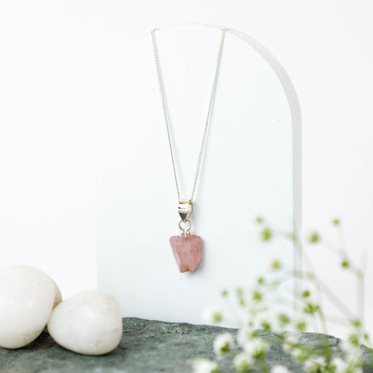Rose Quartz uncut pendant