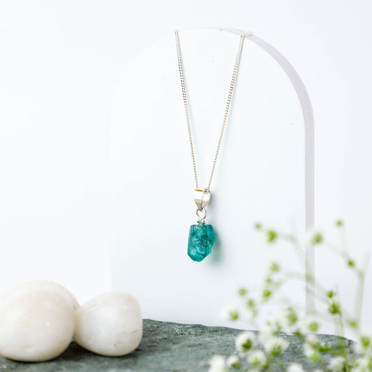 Raw Aqua Blue Uncut Crystal Pendant