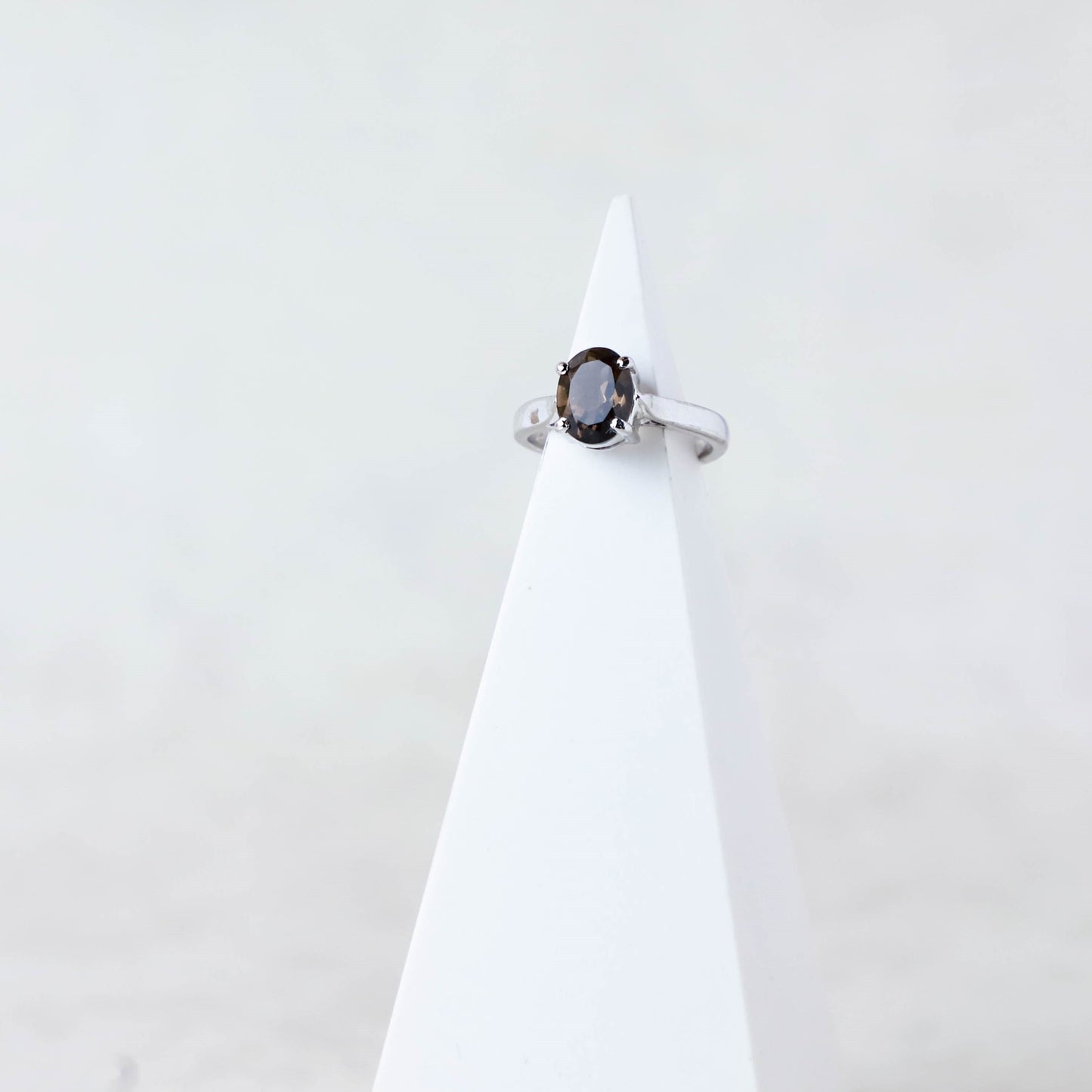 Oval Black Stone Silver Ring