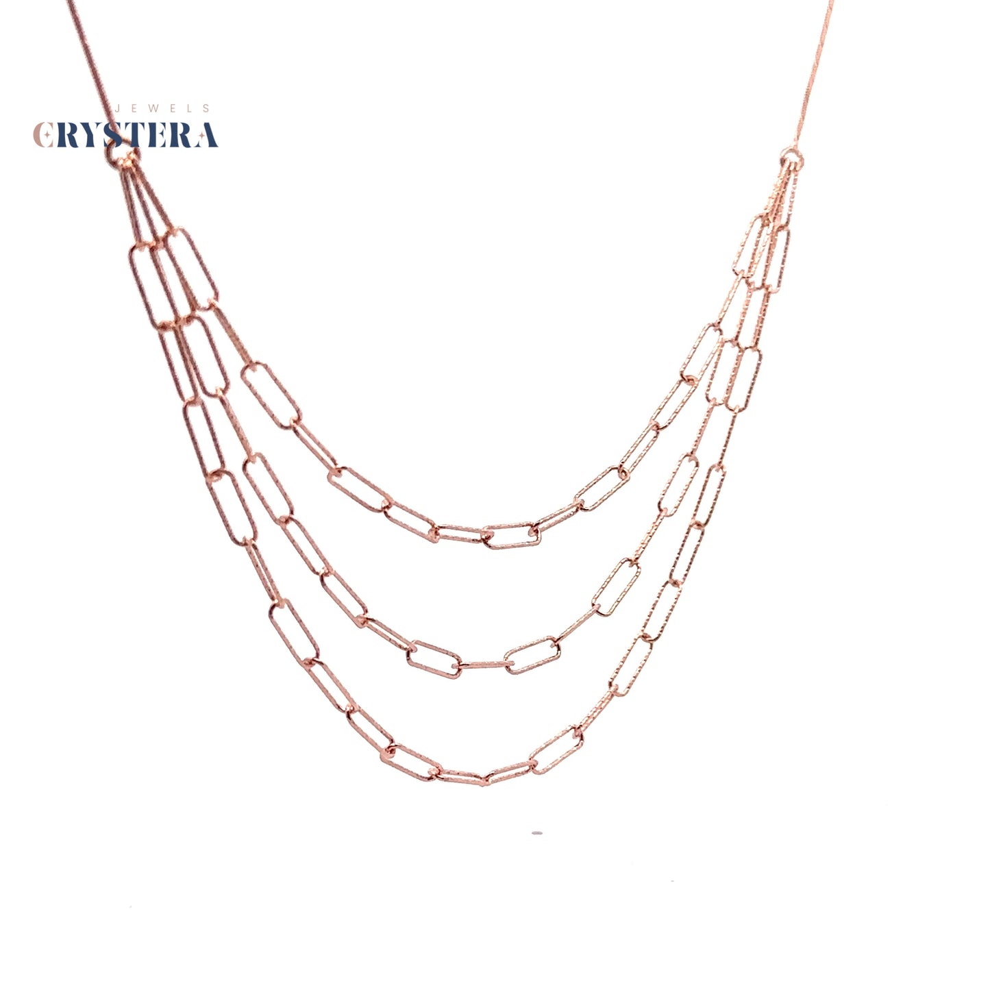 Triple Layer Paperclip Chain Necklace