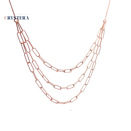 Triple Layer Paperclip Chain Necklace