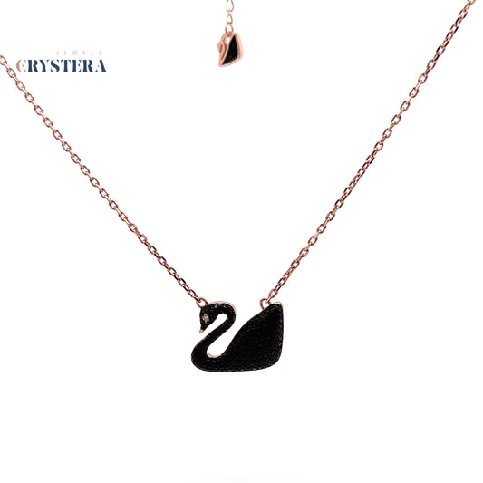 Elegant Black Swan Pendant Necklace