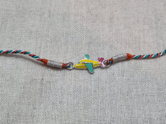 Sterling Silver Aeroplane Rakhi with Enamel