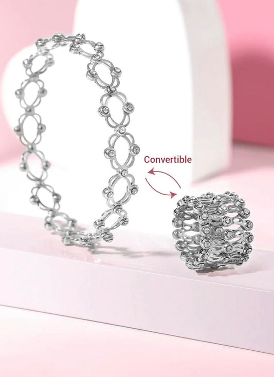 Convertible Crystal Link Bracelet & Statement Ring