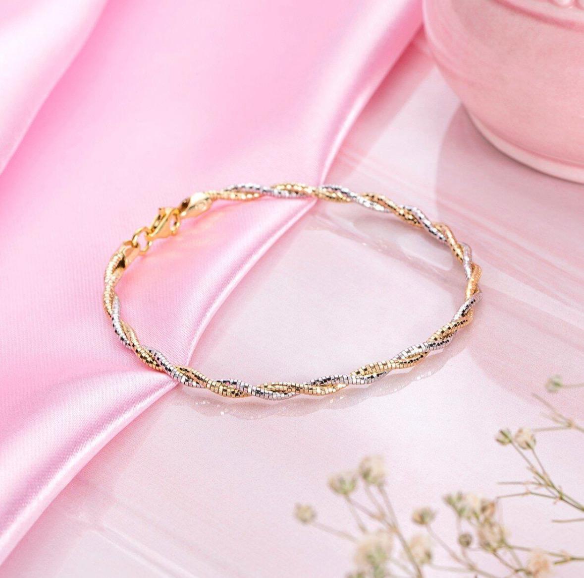 Tri Color Braided Bracelet Gold, Silver & Rose Gold Twist Jewelry