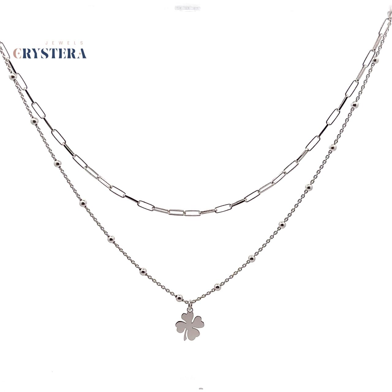 Lucky Clover Double Layer Chain Necklace