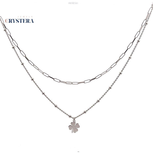Lucky Clover Double Layer Chain Necklace