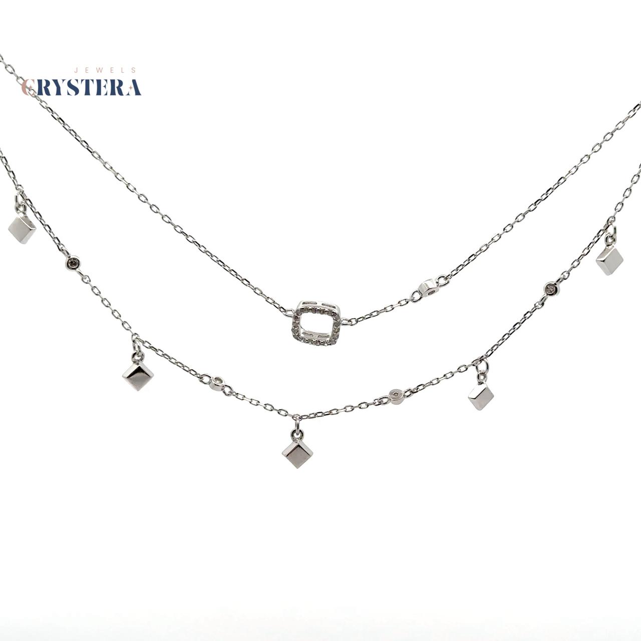 Dazzling Double-Layer Geometric Charm Necklace
