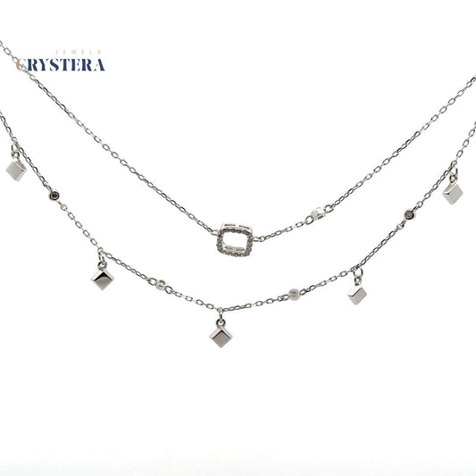 Dazzling Double-Layer Geometric Charm Necklace