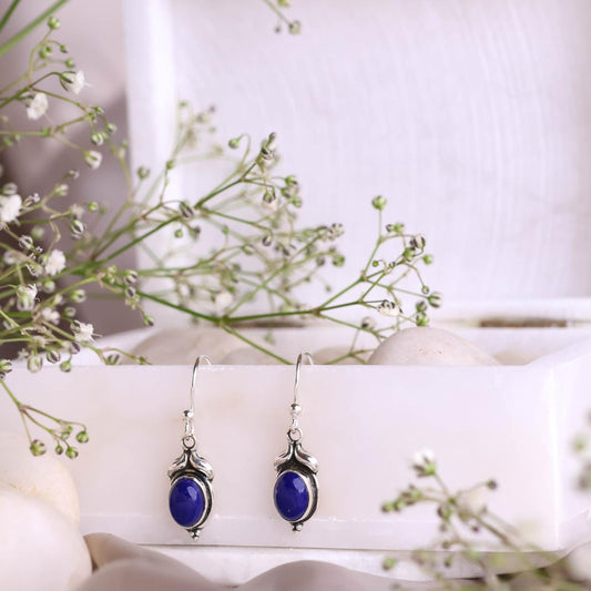 Vintage Style Lapis Dangle Earrings