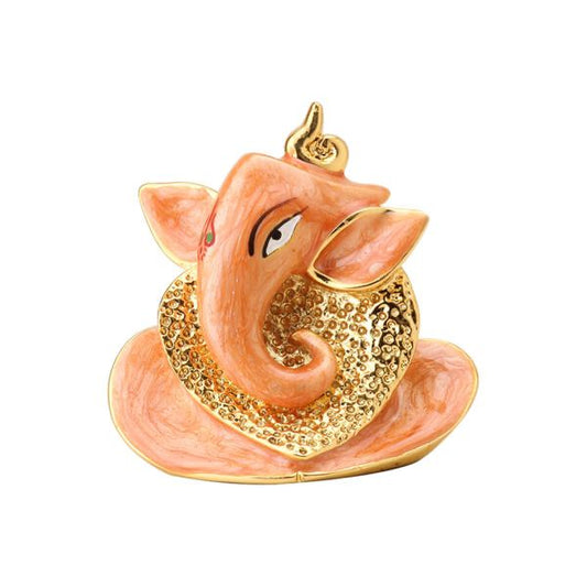 Pure 24K Gold Plated Ganesha Idol with Real Pearl Enamel