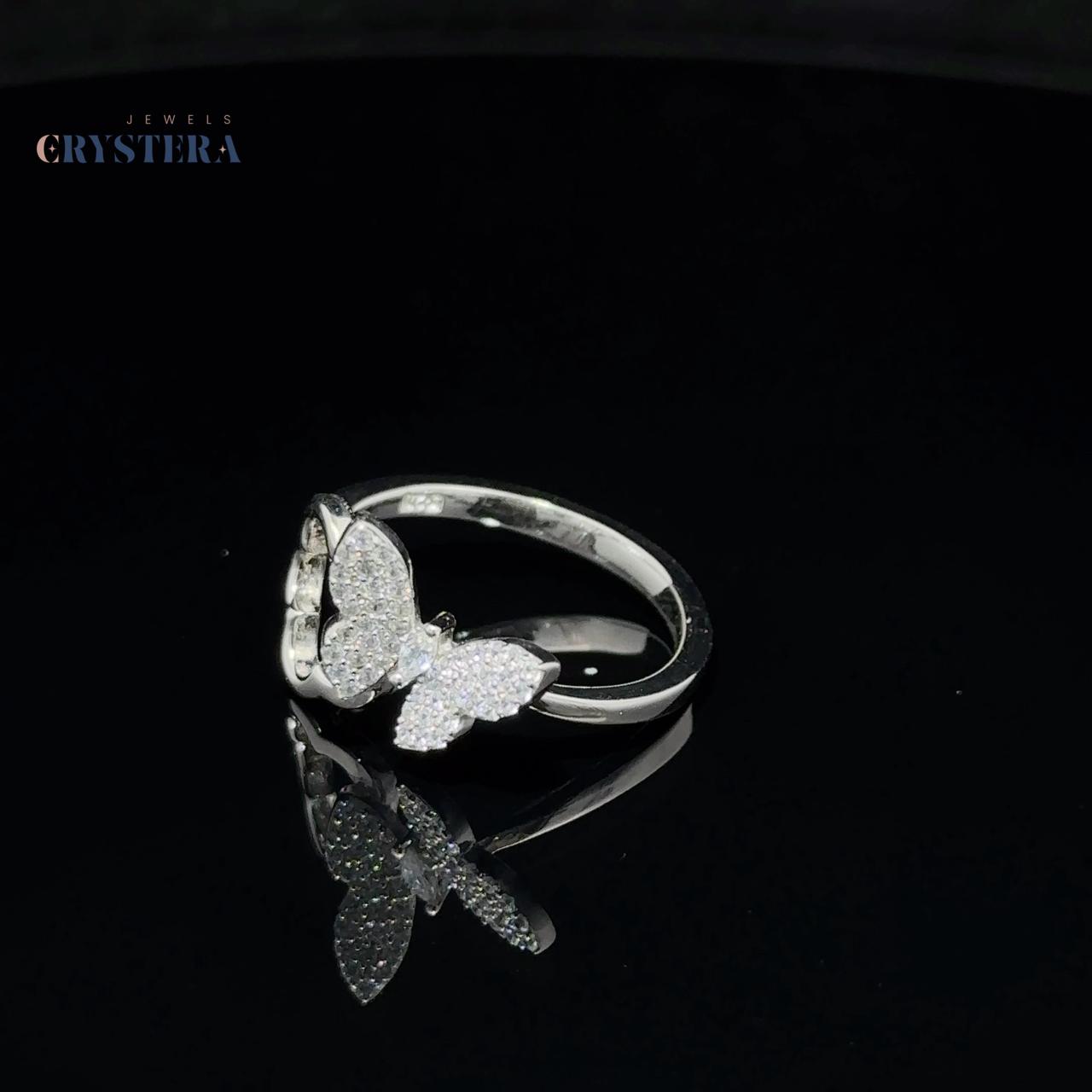 Butterfly Sparkle Jewelry Set  Sterling Silver Ring, Necklace & Earrings